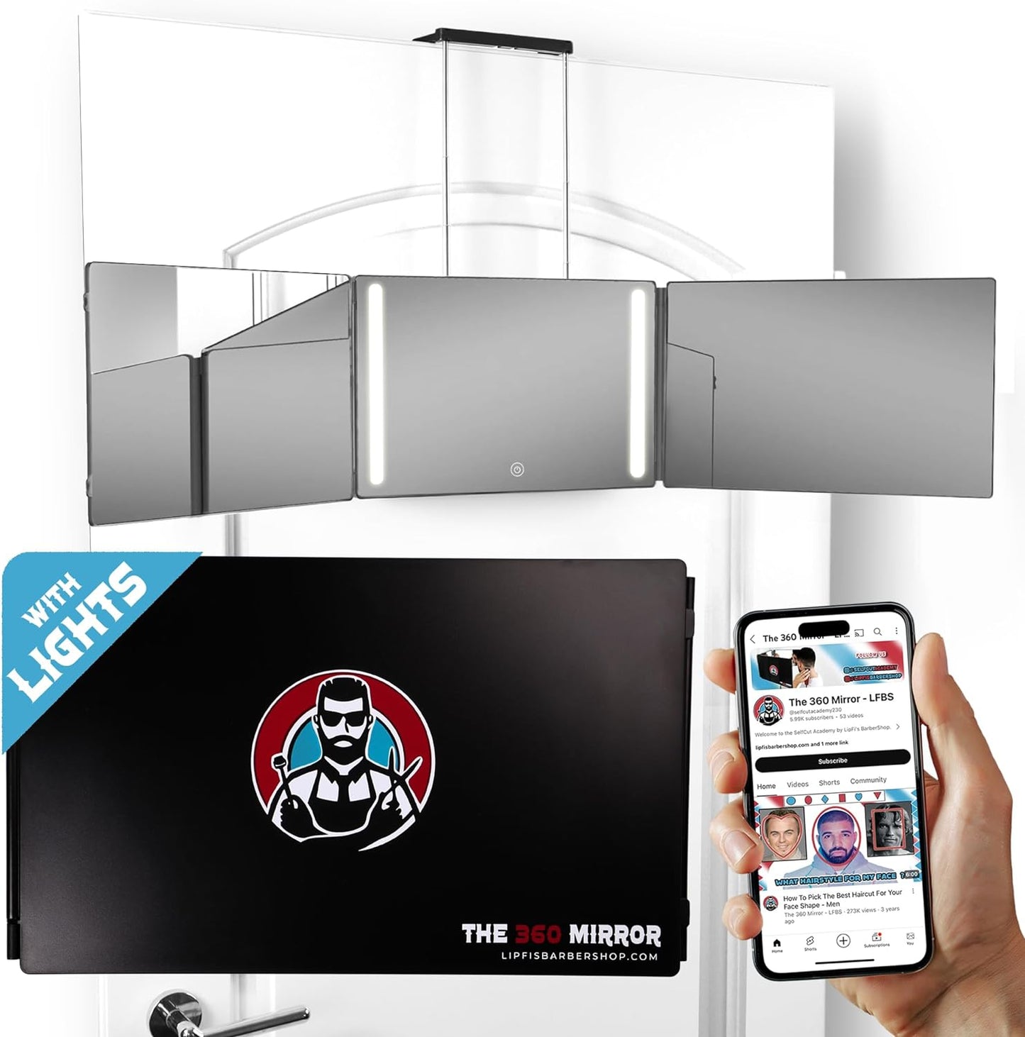 Hair Grooming 3 Way Adjustable Mirror for Men and Women