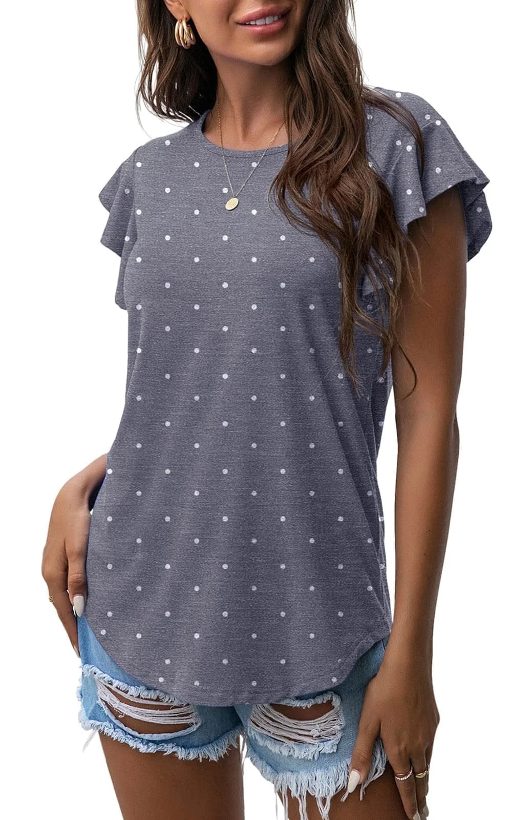 Women's Summer Ruffle Short Sleeve Shirt