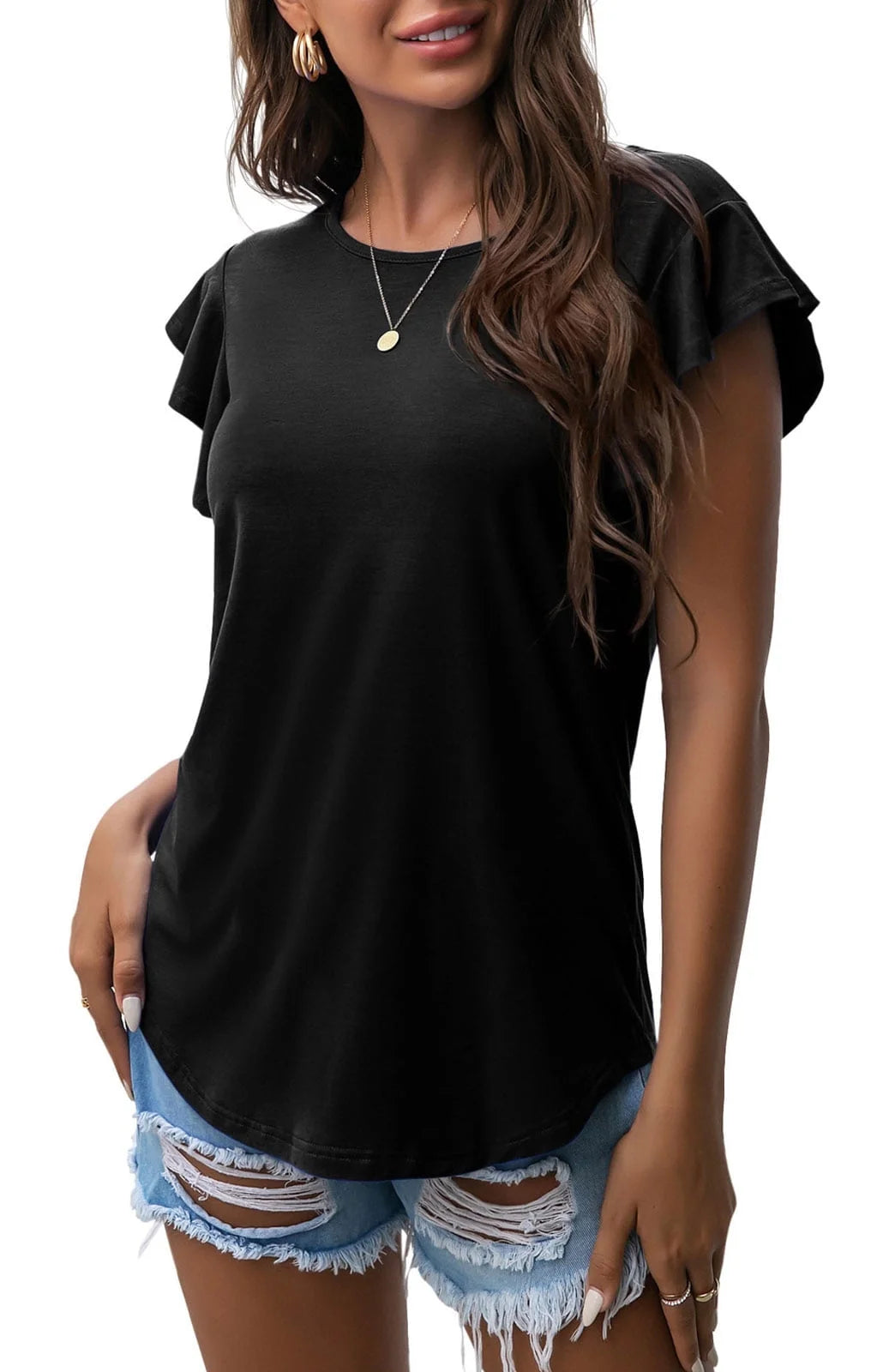 Women's Summer Ruffle Short Sleeve Shirt