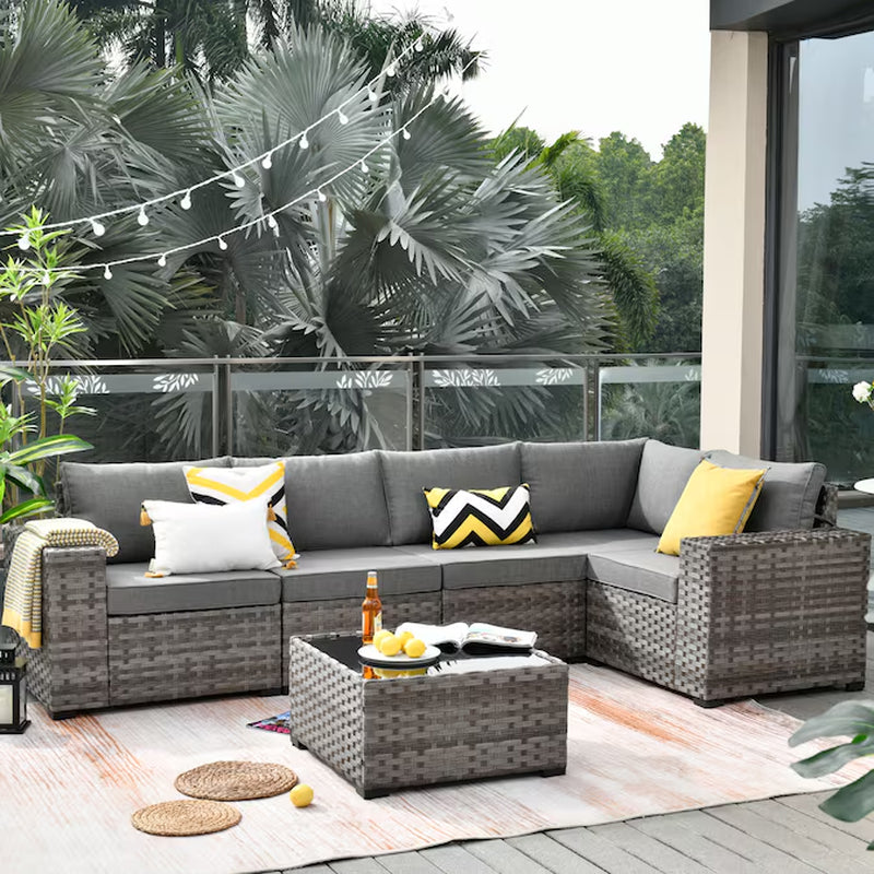 6 Pieces Patio Sectional Sofas