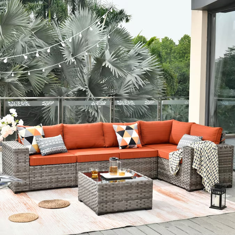 6 Pieces Patio Sectional Sofas