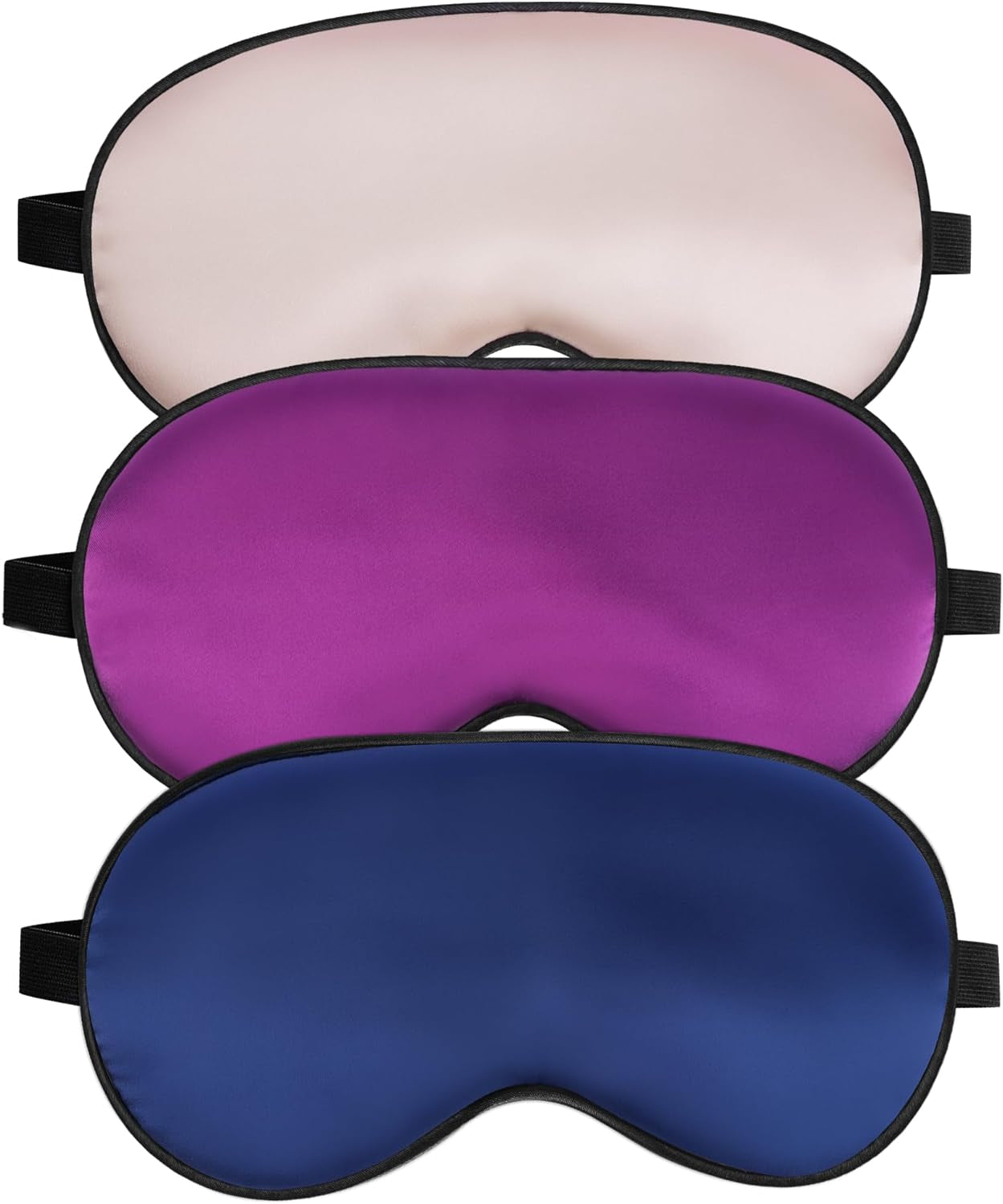 Silk Sleep Mask for Sleeping with Adjustable Strap, Satin Blackout for Men&Women, Comfortable Blindfold Eyeshade for Night Sleep (Black,Blue,Green)