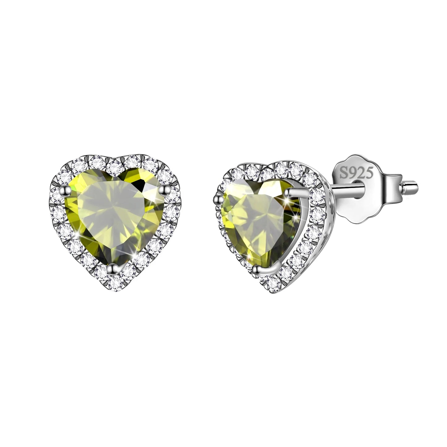 Women's Sterling Silver Birthstone Heart Stud Earrings