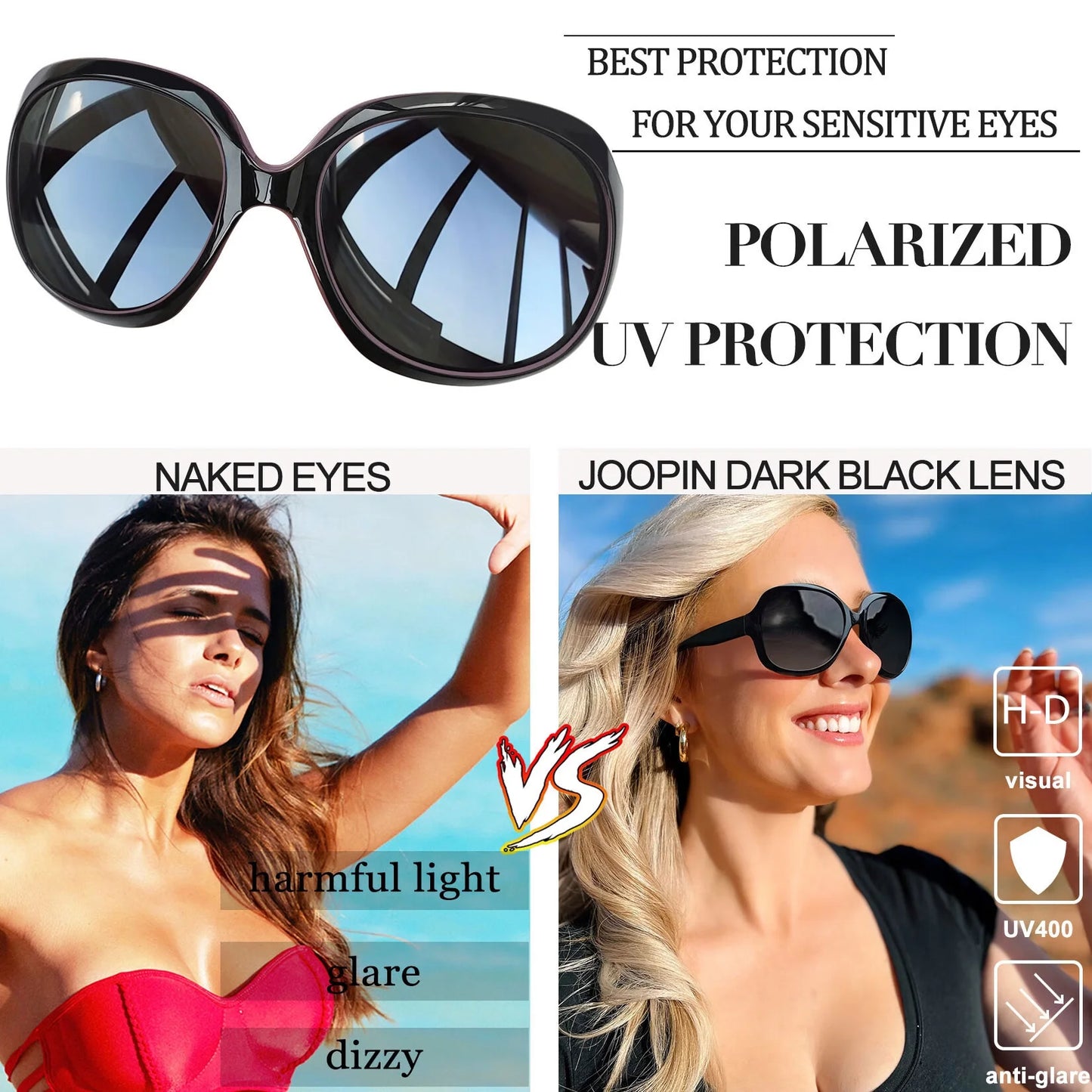 Wide Frame UV Blocking Polarized Sunglasses