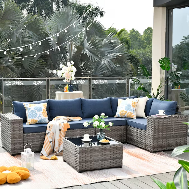 6 Pieces Patio Sectional Sofas