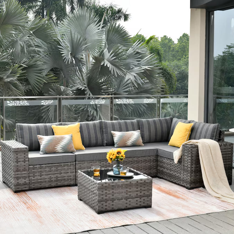 6 Pieces Patio Sectional Sofas