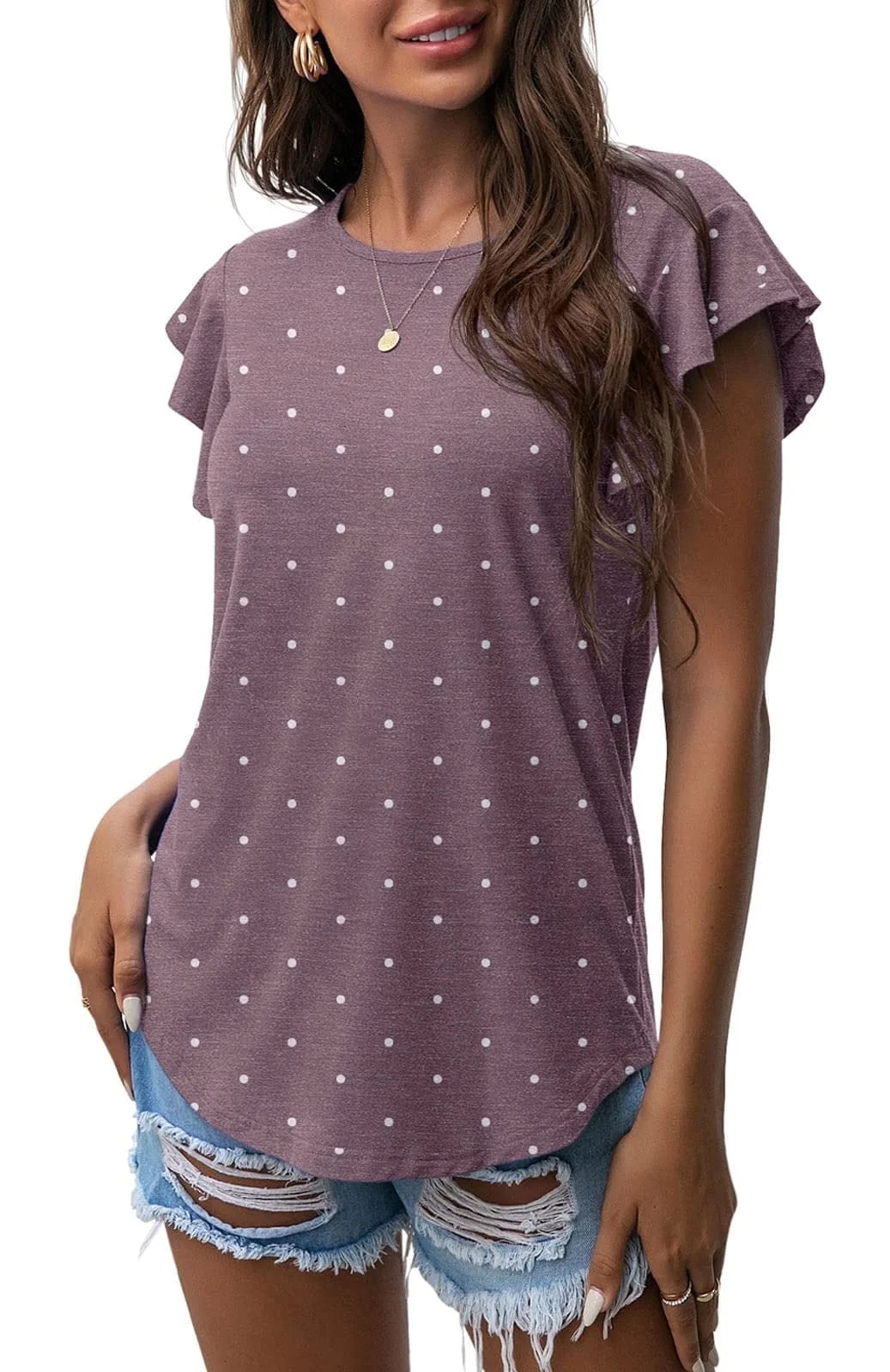Women's Summer Ruffle Short Sleeve Shirt