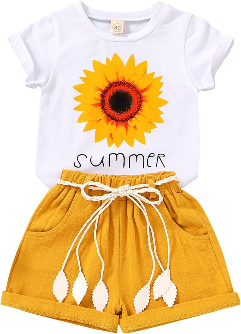 Girl's Short Set with Belt for Toddler's & Babies