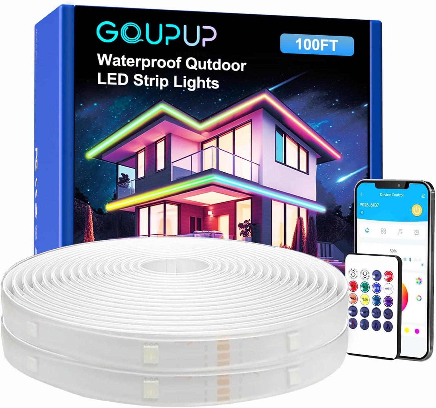Bluetooth LED Strip Lights with Music Sync, Phone Controller and IR Remote(App+Remote +Mic).