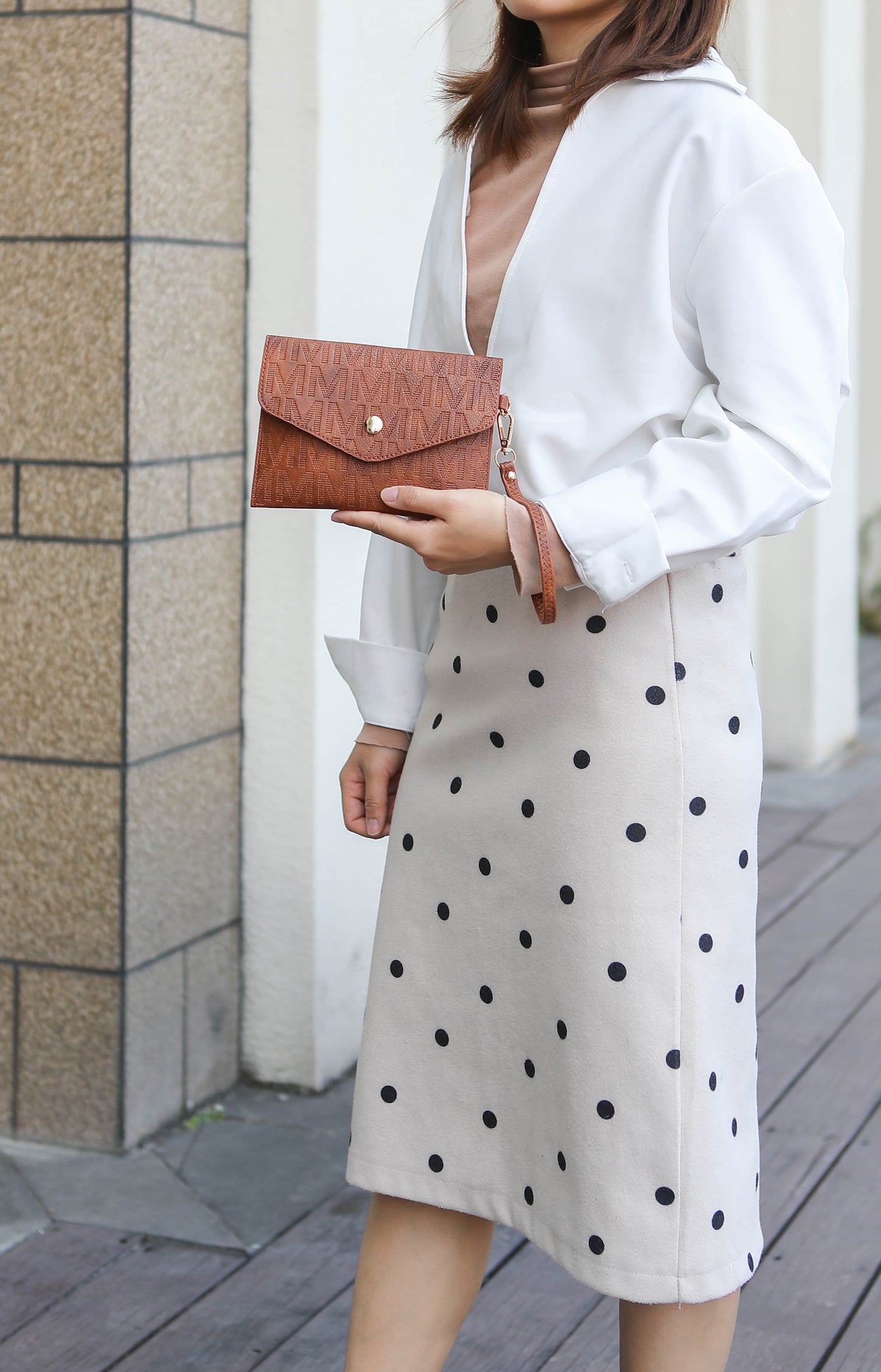 Women's Vegan Leather Tote Bag, Small Tote Handbag, Pouch Purse & Wristlet Wallet Bag - 4 Pcs Set