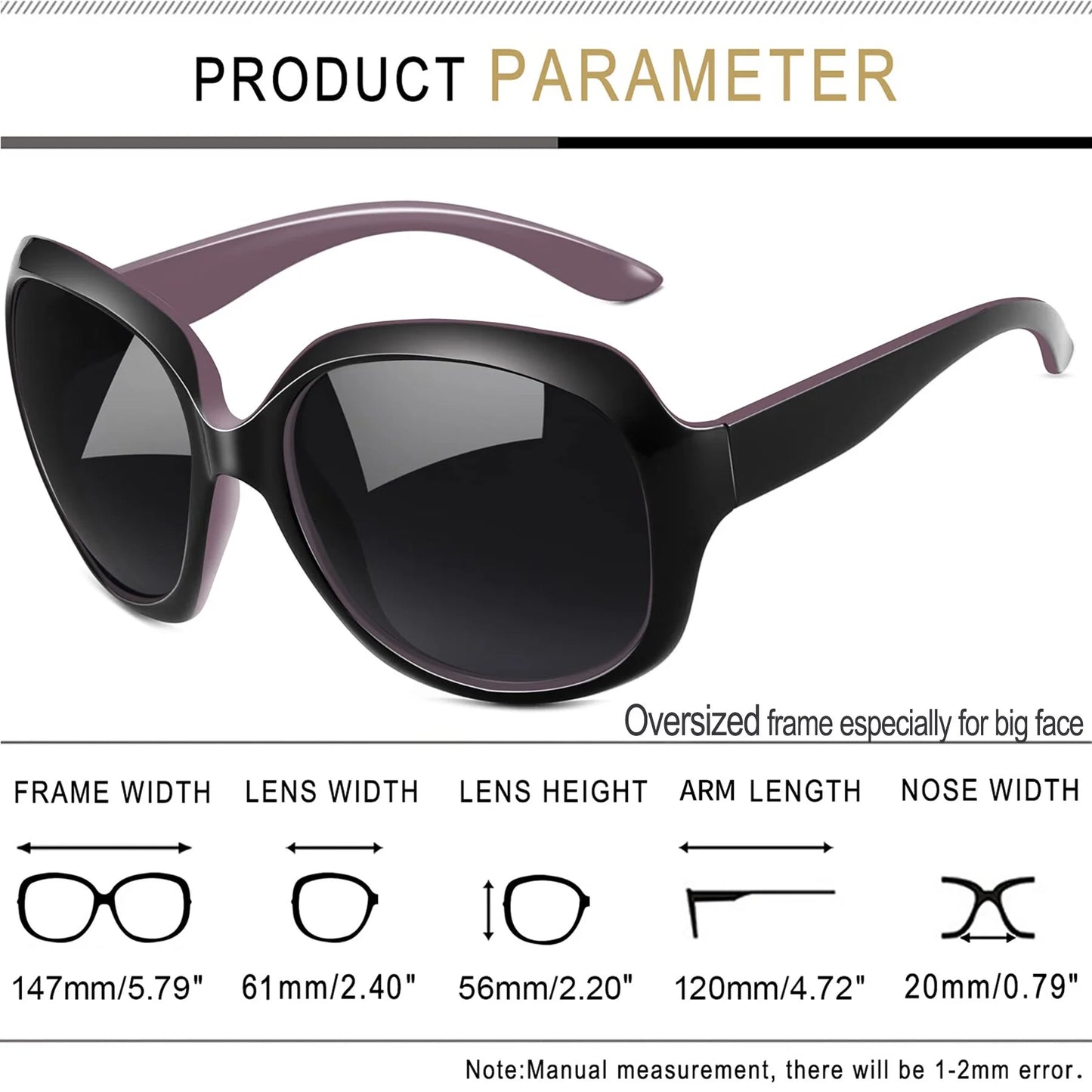 Wide Frame UV Blocking Polarized Sunglasses