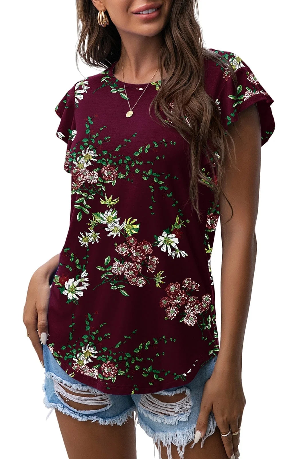 Women's Summer Ruffle Short Sleeve Shirt