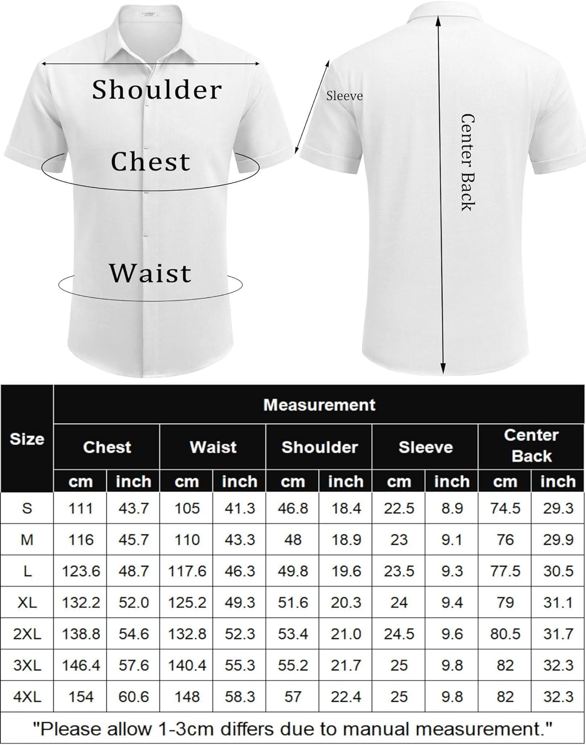 Men's Casual Button down Linen Shirt - Short Sleeve