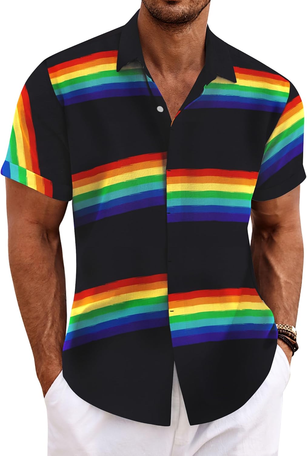 Men's Casual Button down Linen Shirt - Short Sleeve