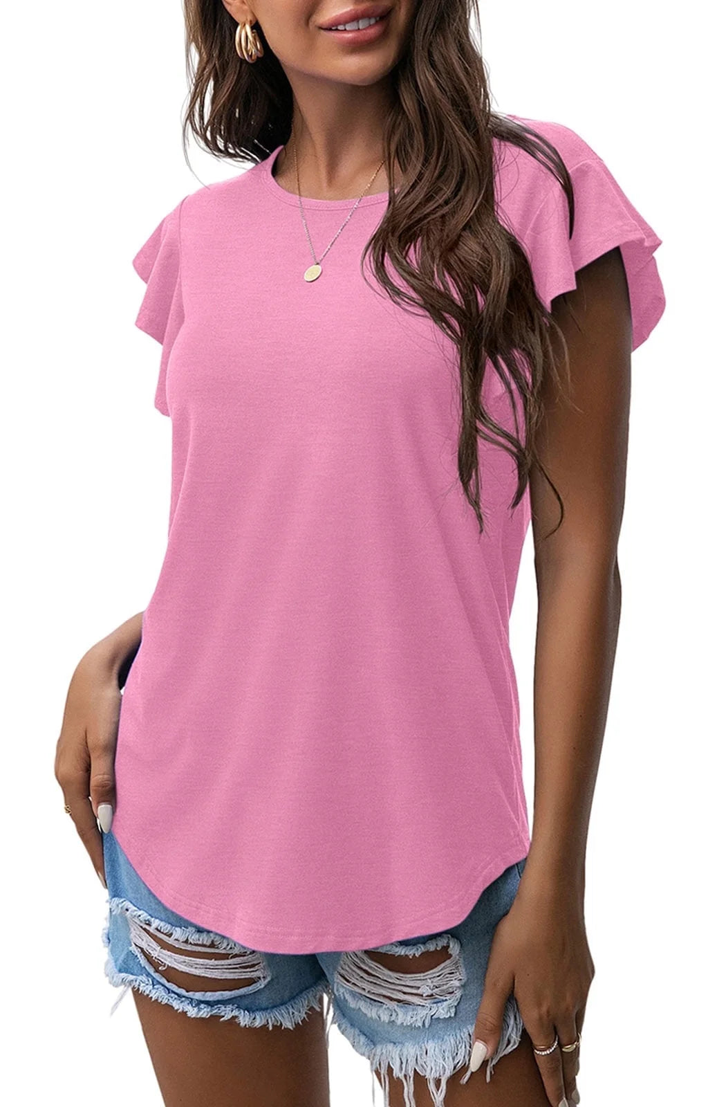Women's Summer Ruffle Short Sleeve Shirt