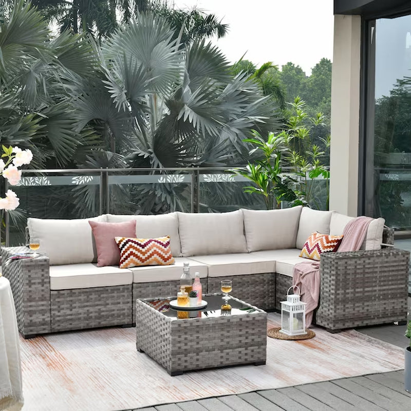 6 Pieces Patio Sectional Sofas