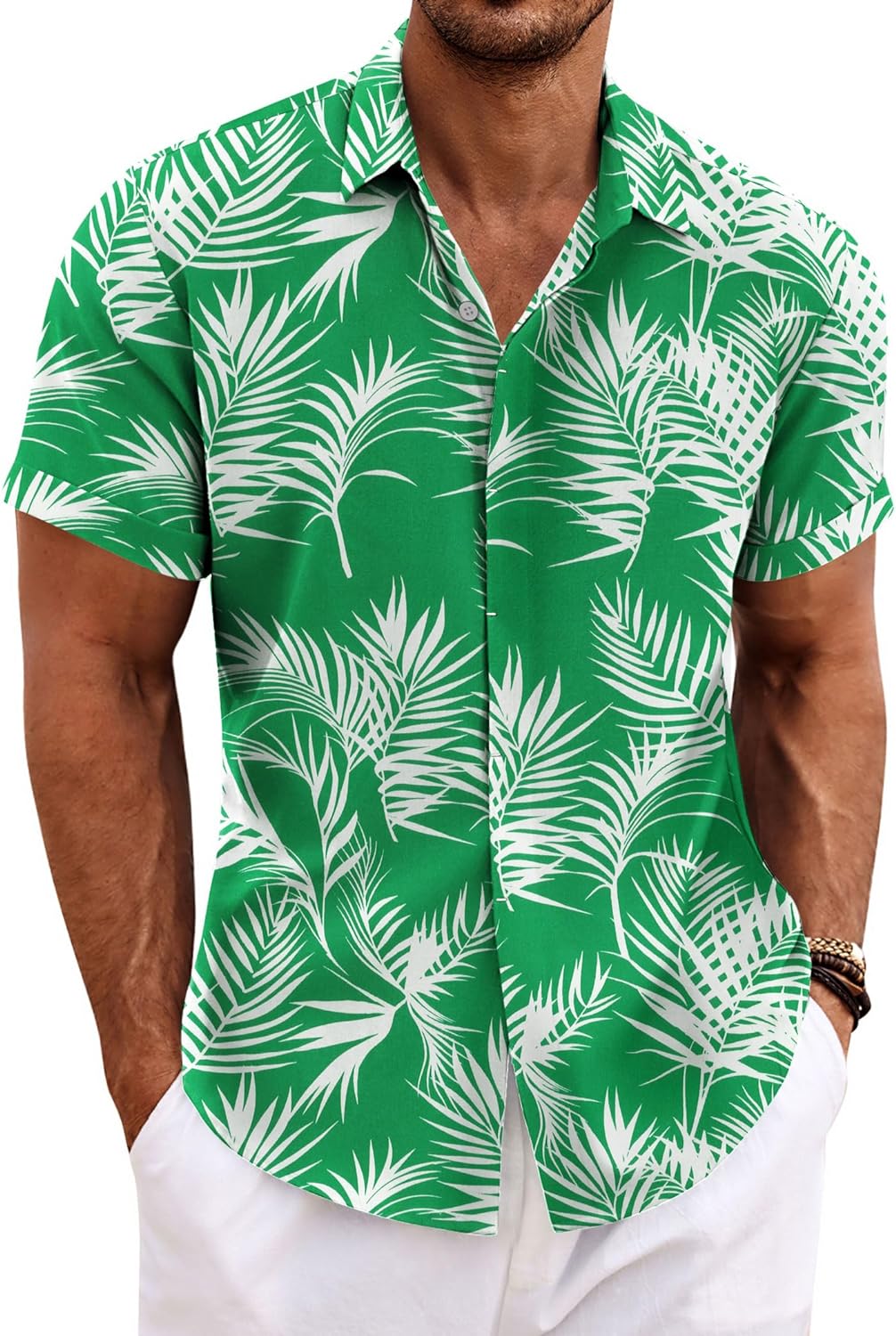 Men's Casual Button down Linen Shirt - Short Sleeve