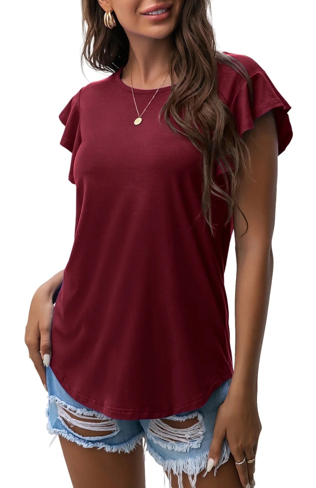 Women's Summer Ruffle Short Sleeve Shirt