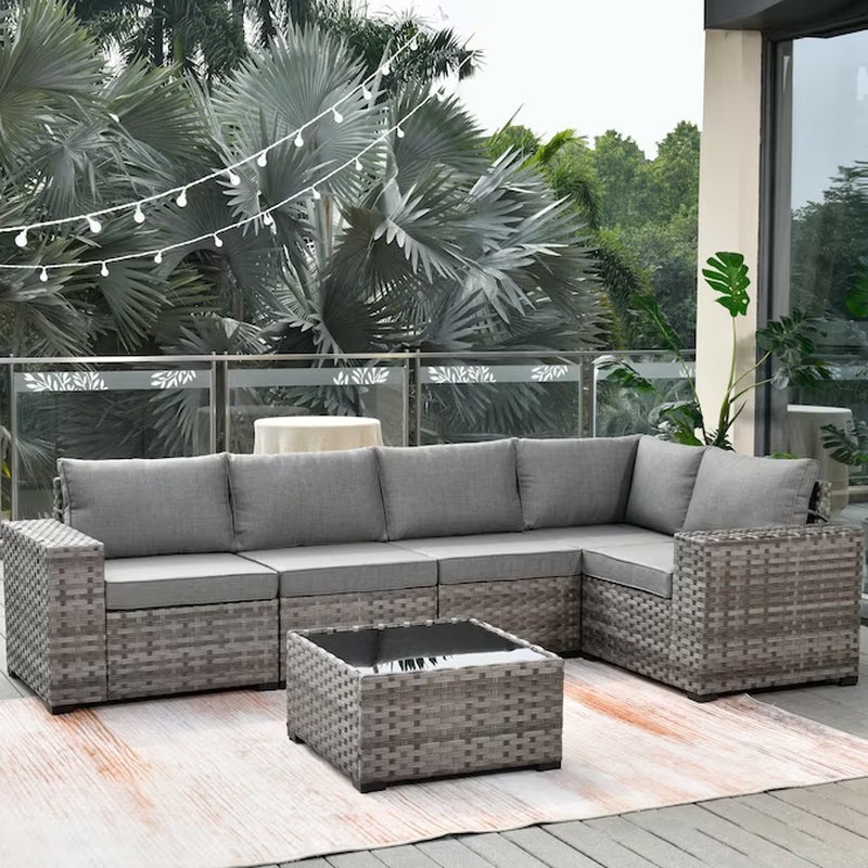 6 Pieces Patio Sectional Sofas