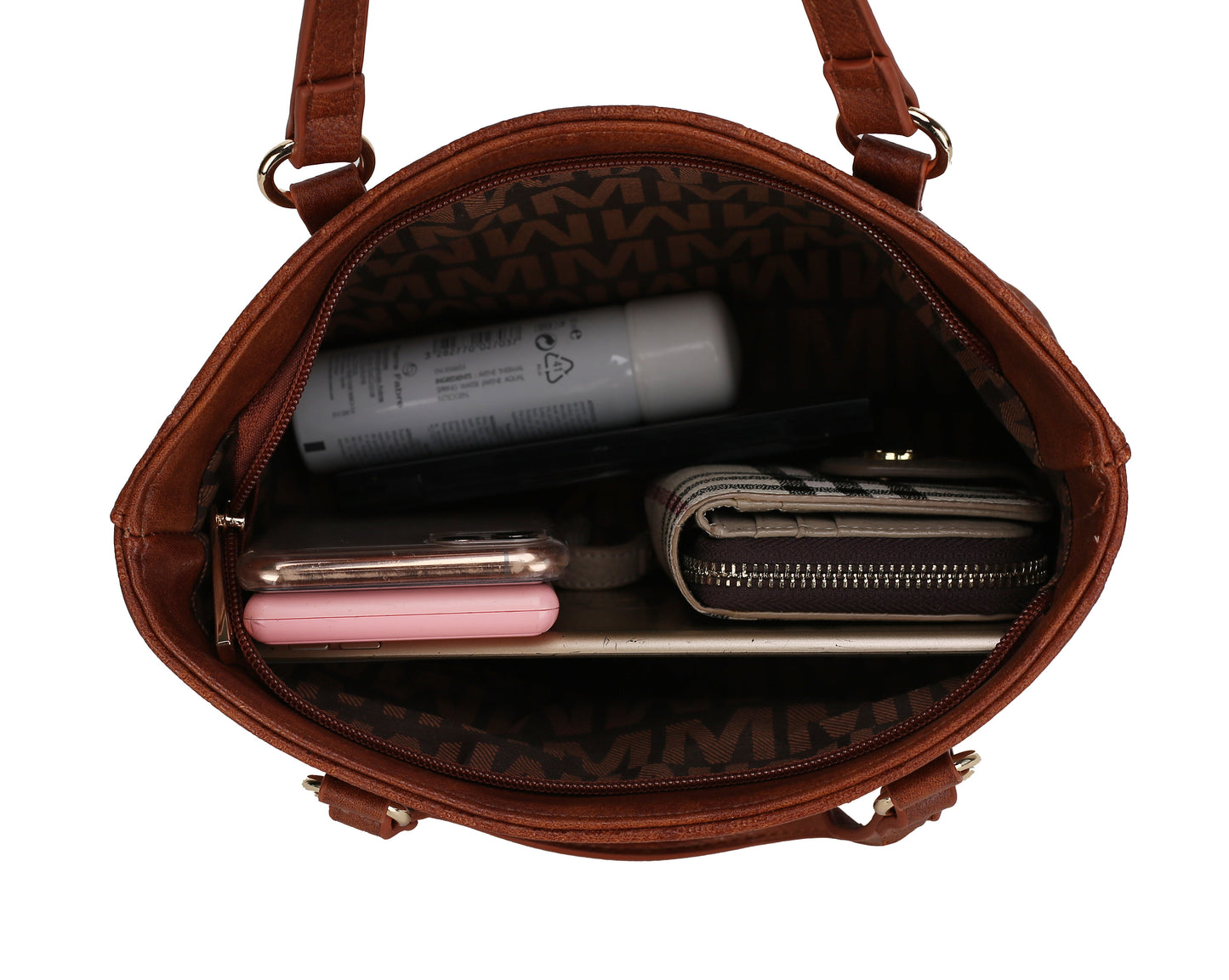 Women's Vegan Leather Tote Bag, Small Tote Handbag, Pouch Purse & Wristlet Wallet Bag - 4 Pcs Set
