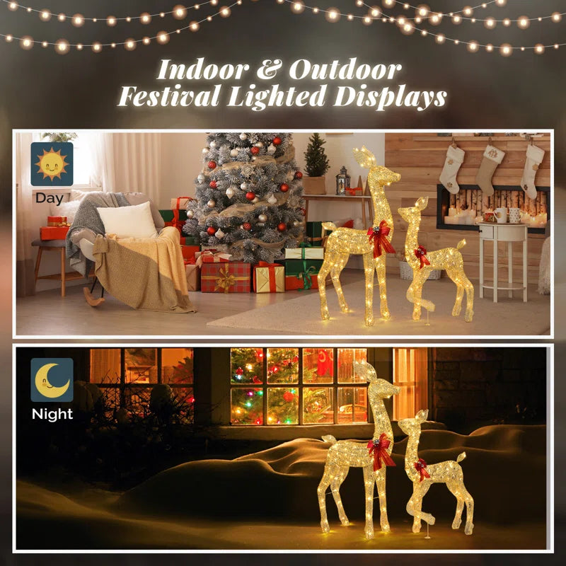 Gold Lighted Reindeer Family Set