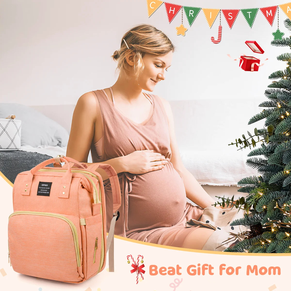Multifunctional Baby Diaper Bag with Changing Station & Foldable Crib