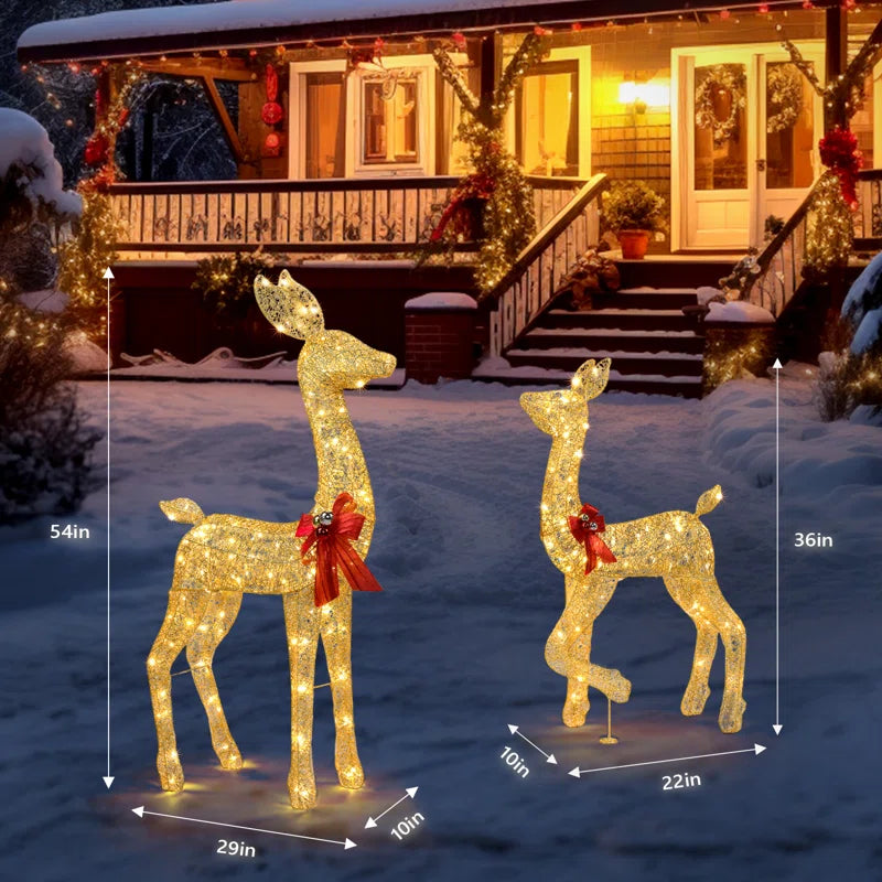 Gold Lighted Reindeer Family Set