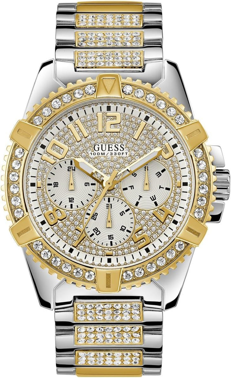 Men's Stainless Steel Crystal Embellished Watch
