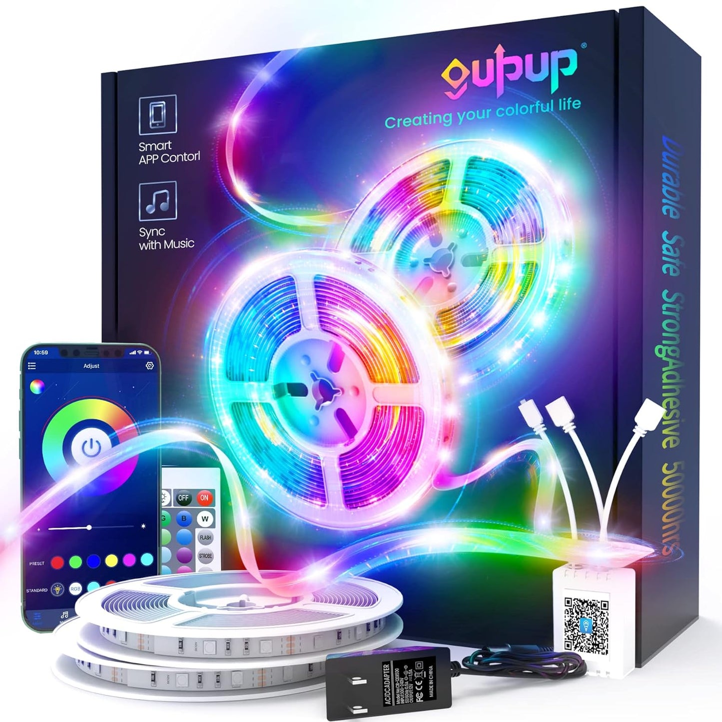 Bluetooth LED Strip Lights with Music Sync, Phone Controller and IR Remote(App+Remote +Mic).