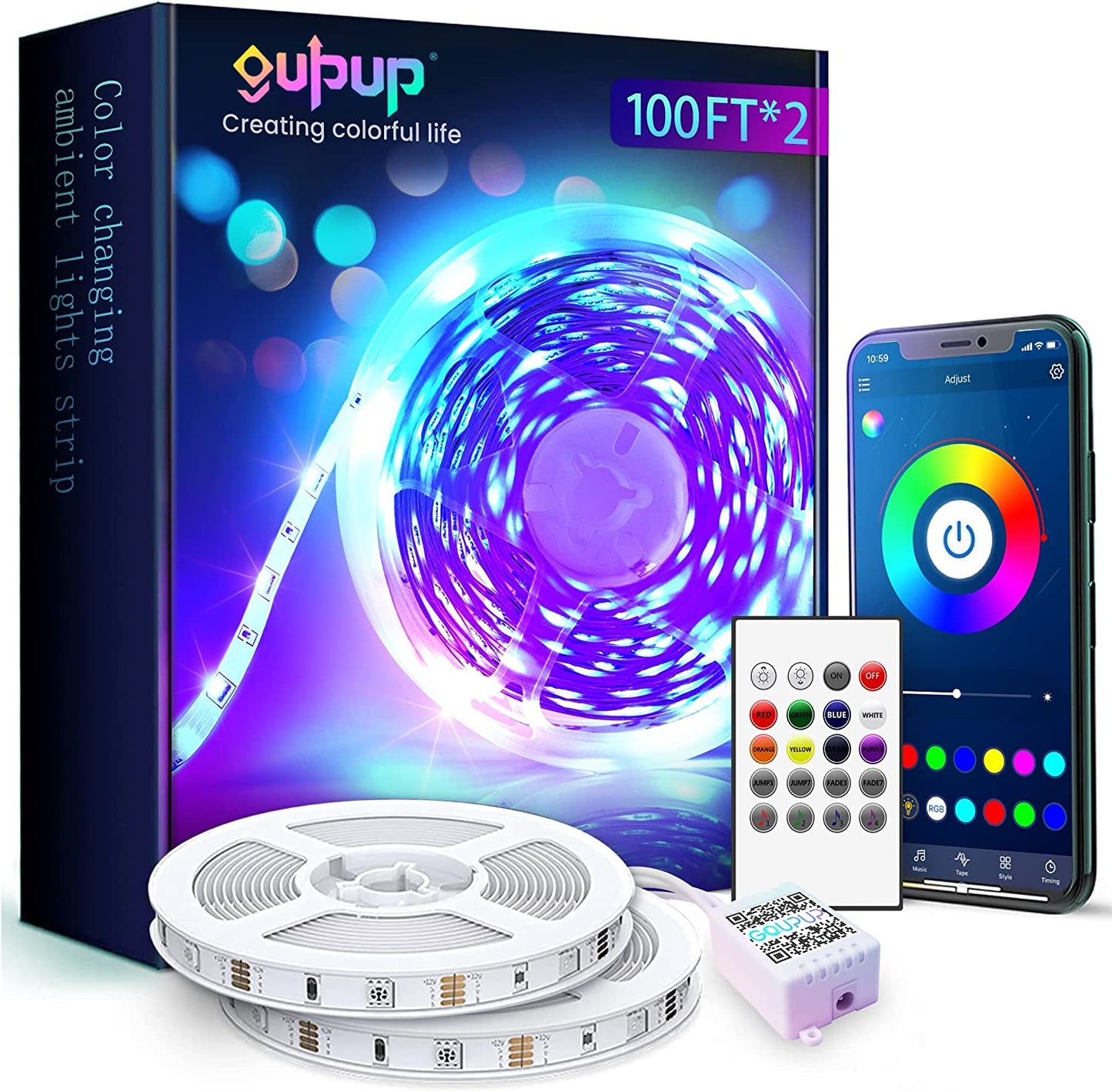 Bluetooth LED Strip Lights with Music Sync, Phone Controller and IR Remote(App+Remote +Mic).