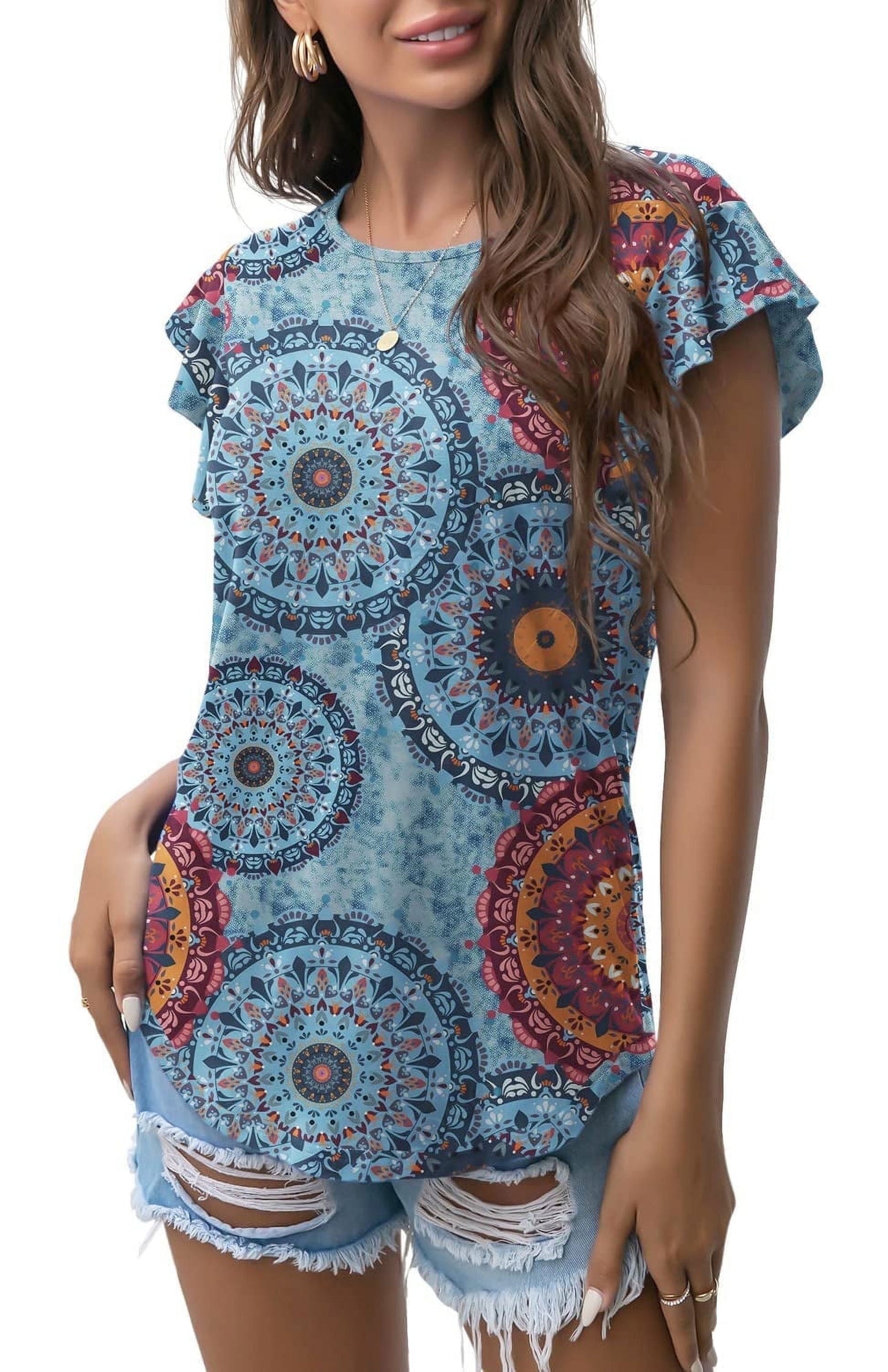 Women's Summer Ruffle Short Sleeve Shirt