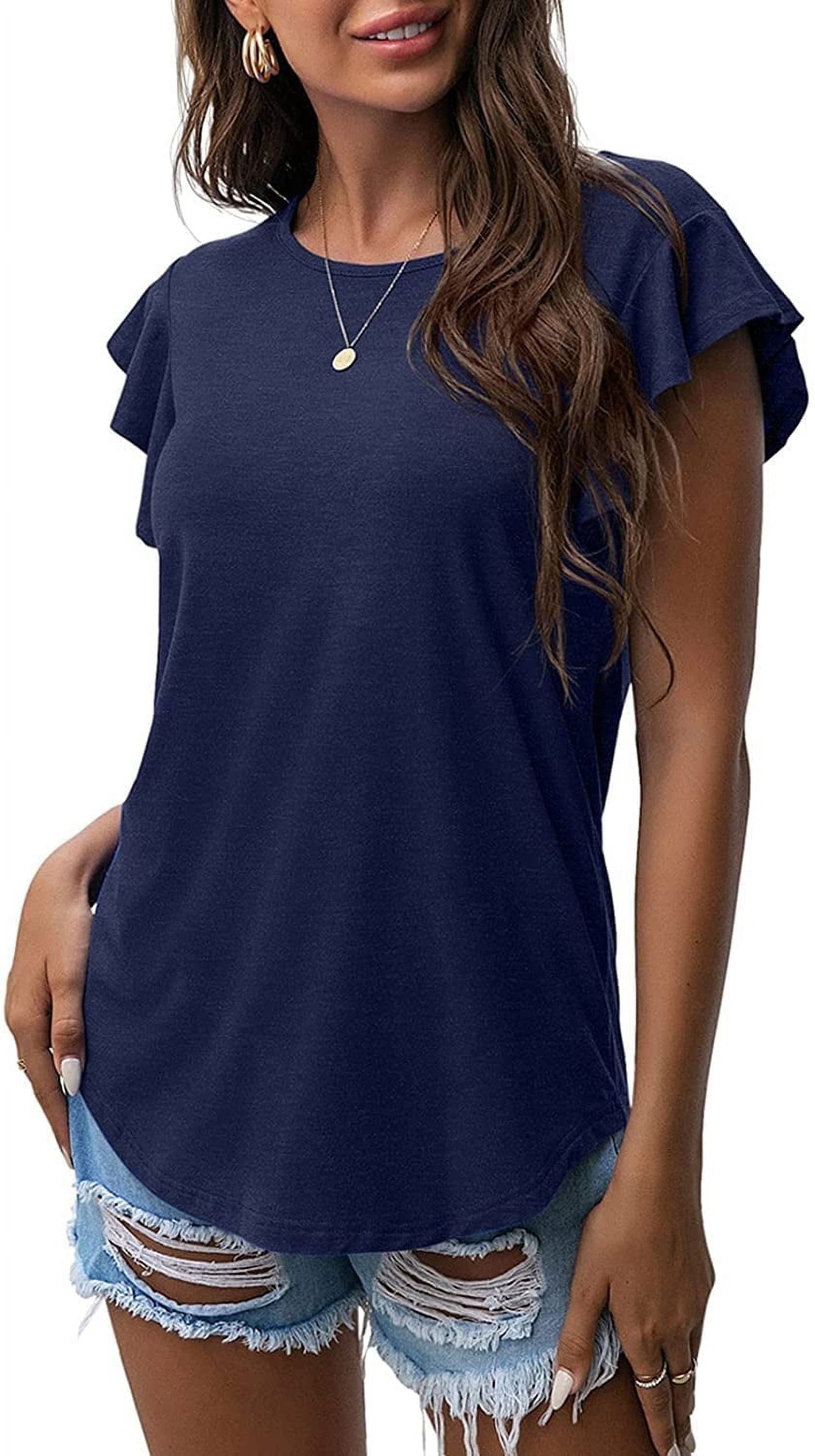Women's Summer Ruffle Short Sleeve Shirt