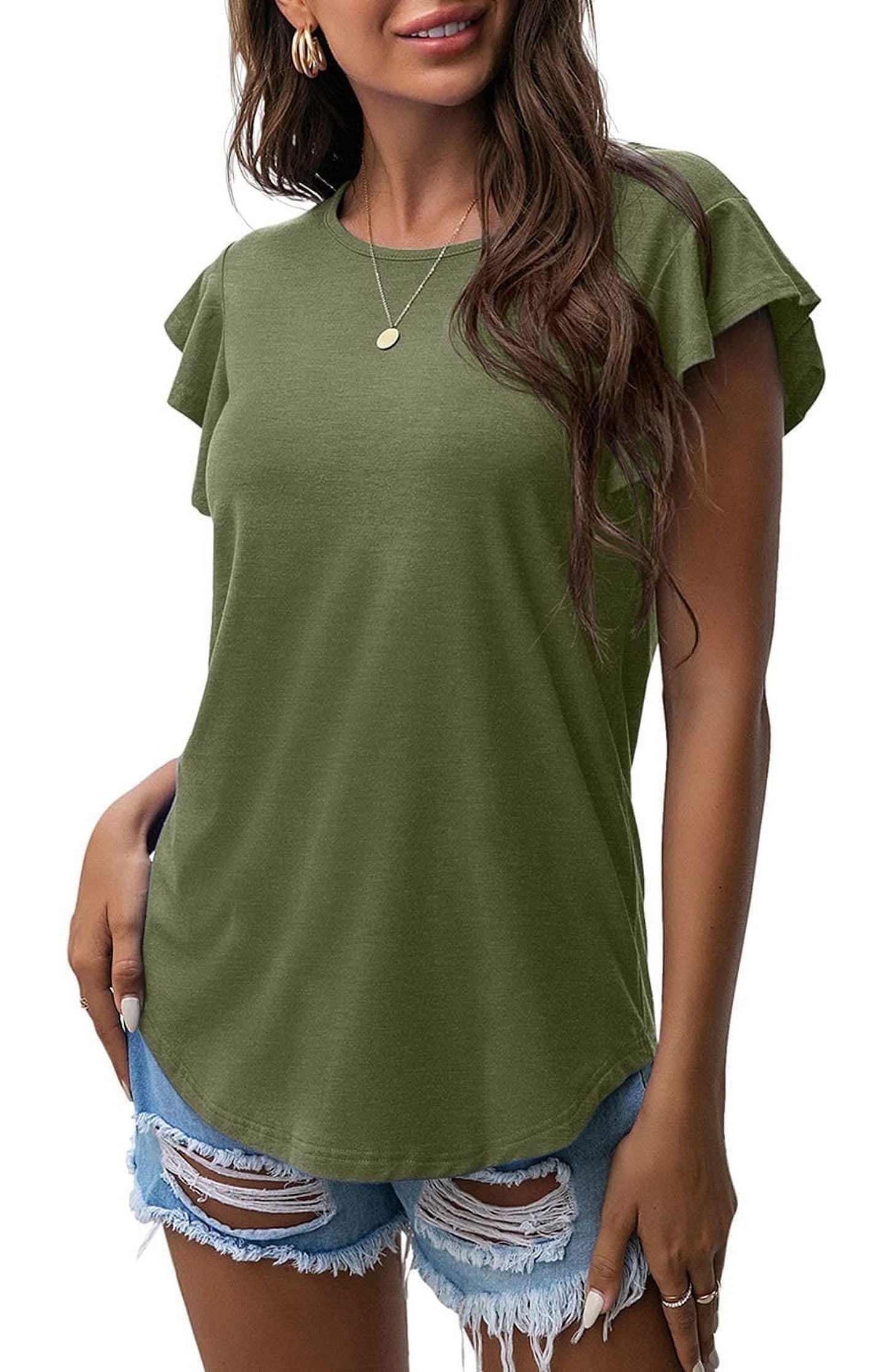 Women's Summer Ruffle Short Sleeve Shirt