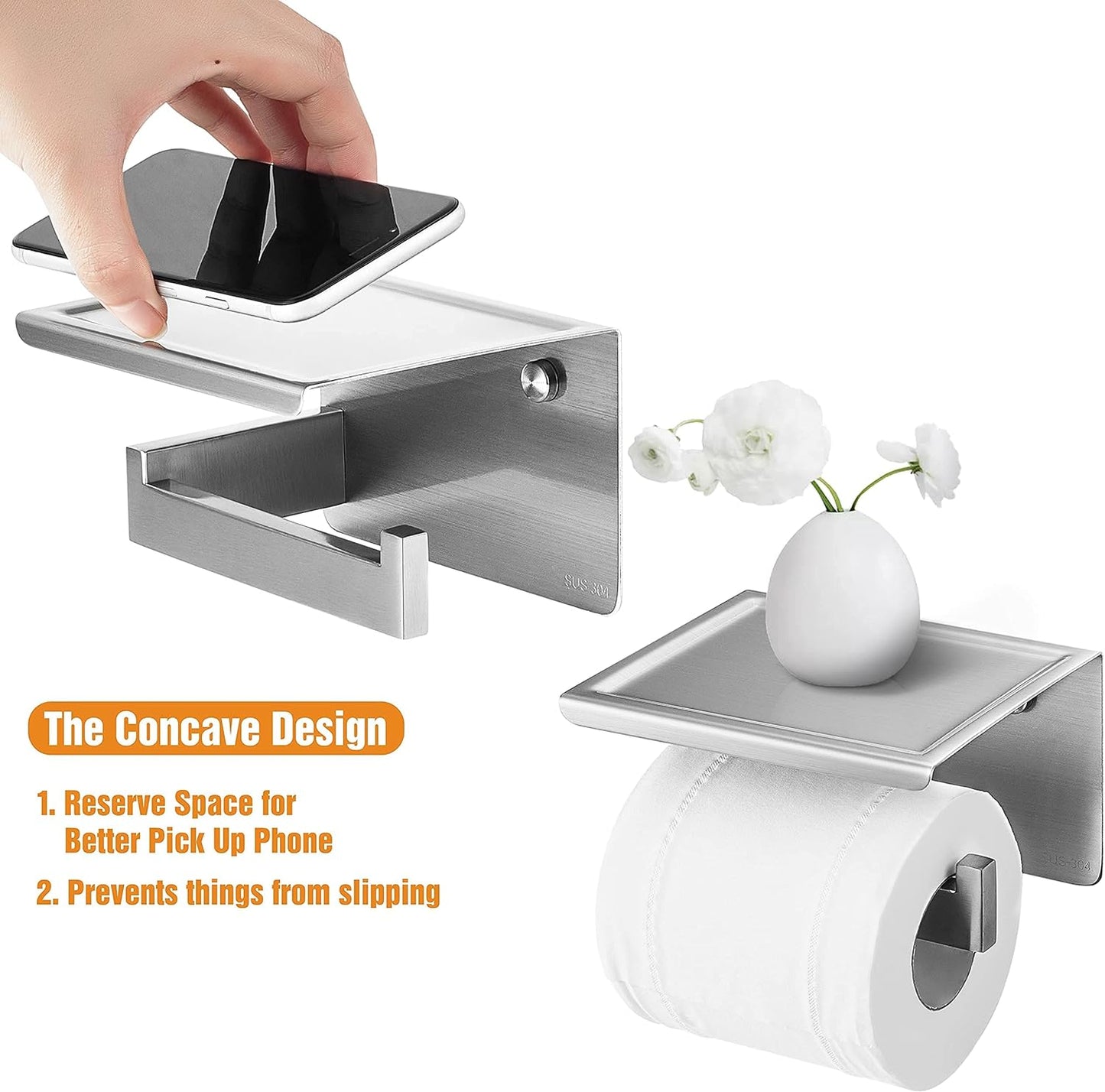 Toilet Paper Holder with Shelf