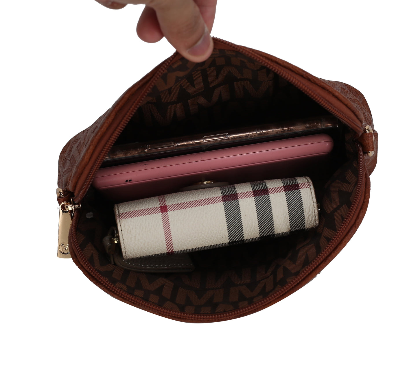 Women's Vegan Leather Tote Bag, Small Tote Handbag, Pouch Purse & Wristlet Wallet Bag - 4 Pcs Set