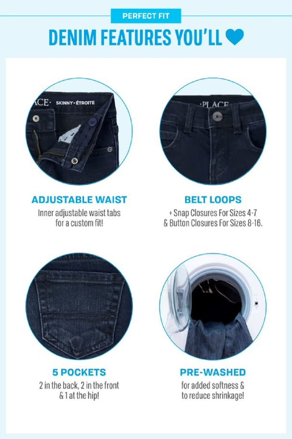 Boy's Basic Straight Leg Jeans - Multipack