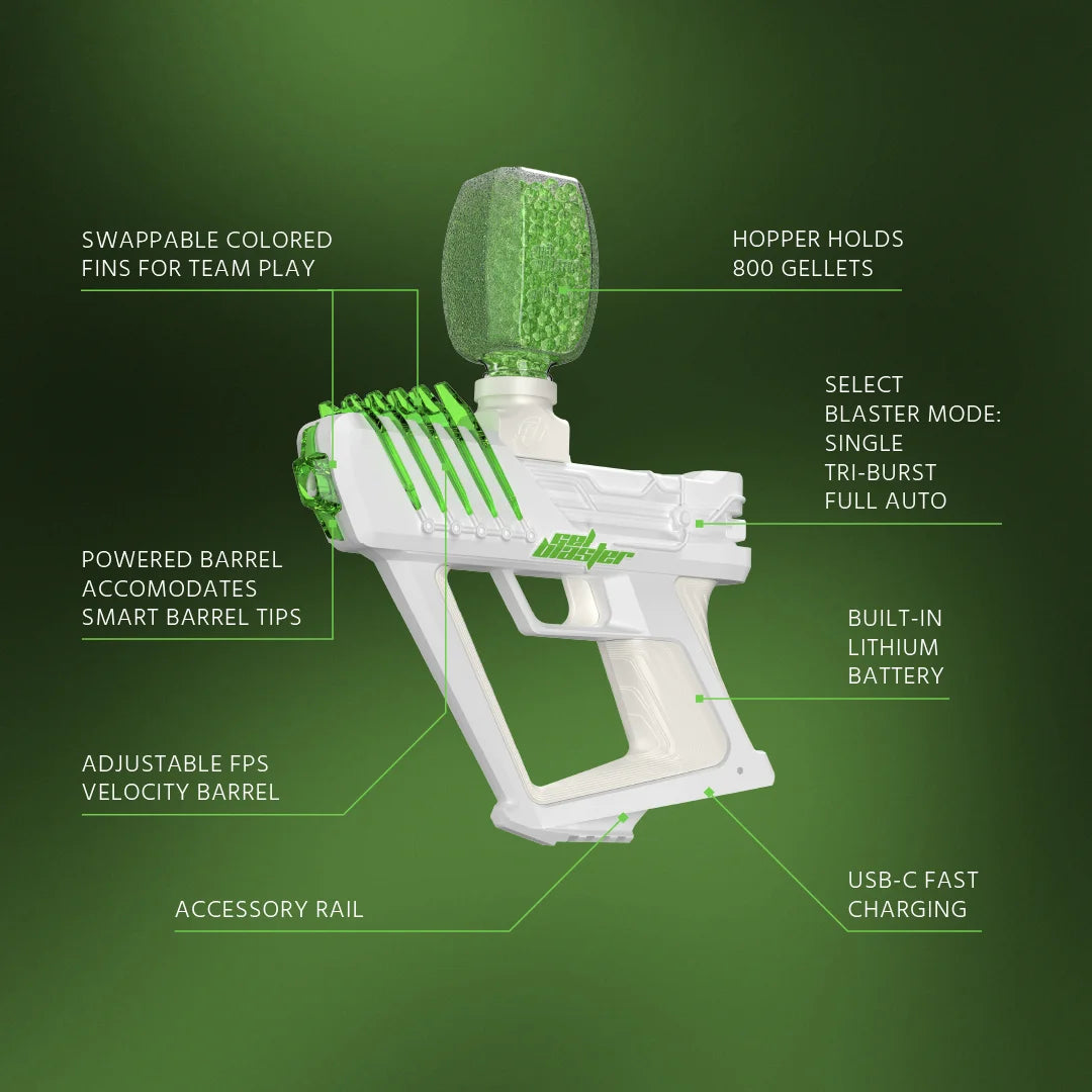 Water-Based Gellet Blaster with 10,000 Electric Green Gellet Pack