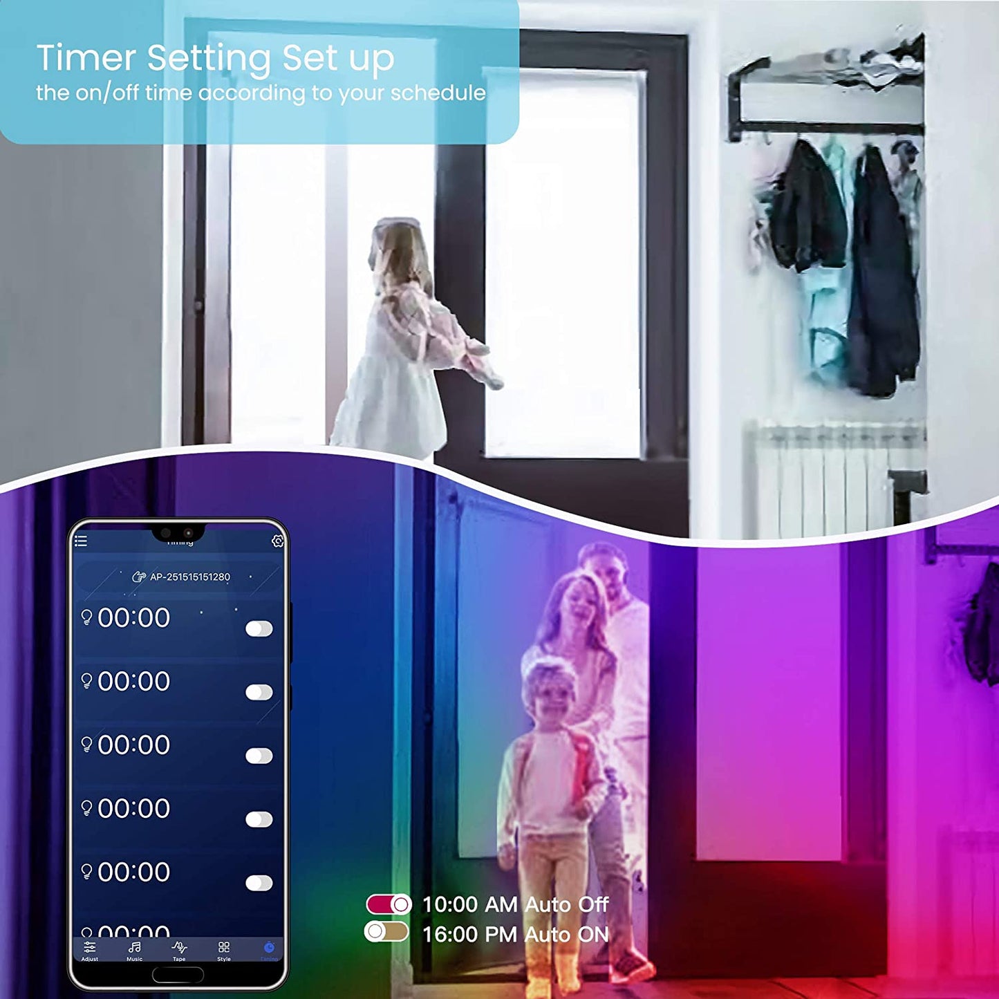 Bluetooth LED Strip Lights with Music Sync, Phone Controller and IR Remote(App+Remote +Mic).