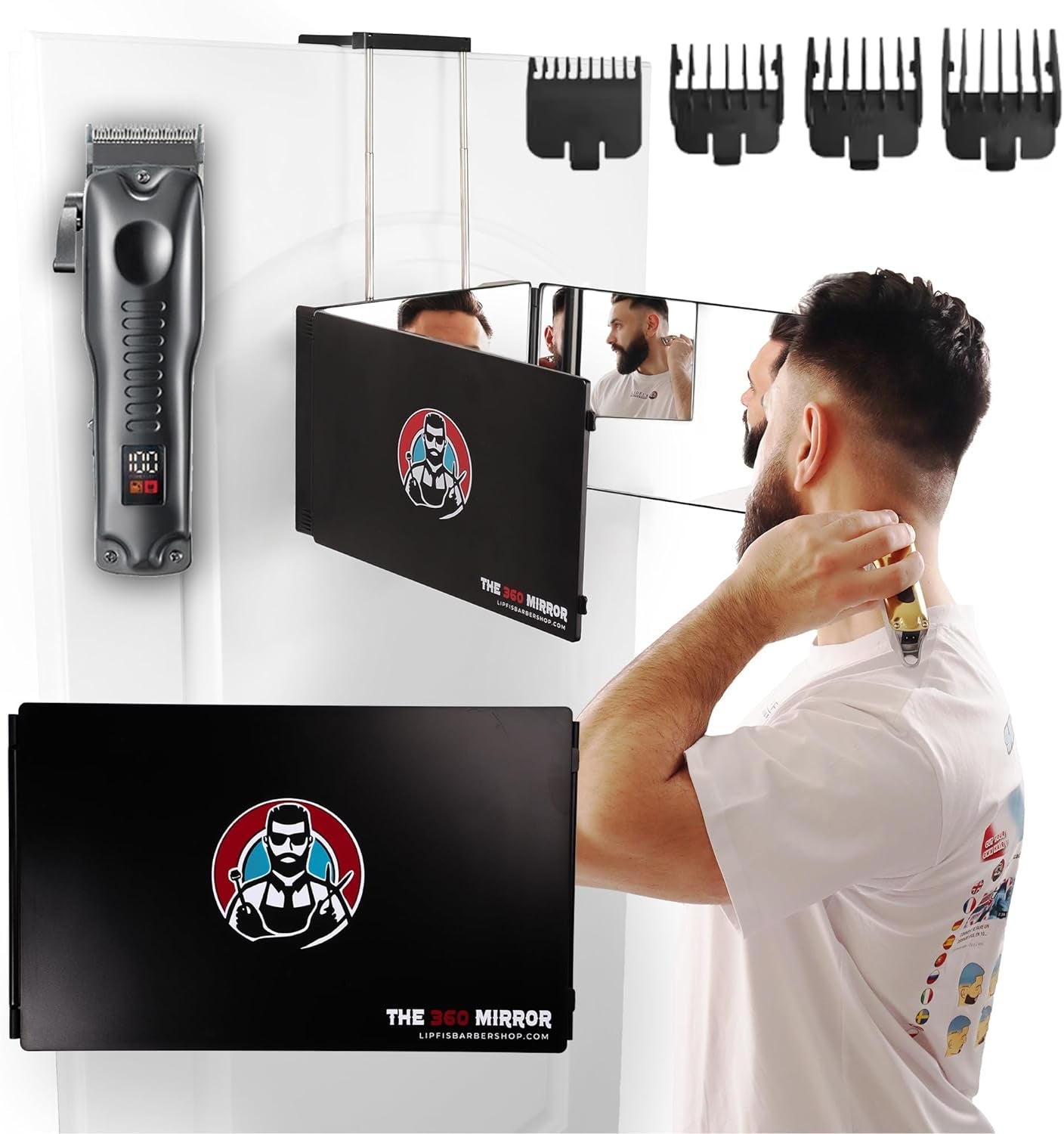 Hair Grooming 3 Way Adjustable Mirror for Men and Women