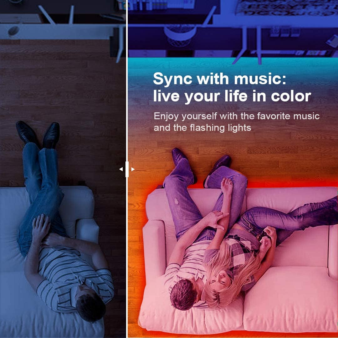 Bluetooth LED Strip Lights with Music Sync, Phone Controller and IR Remote(App+Remote +Mic).