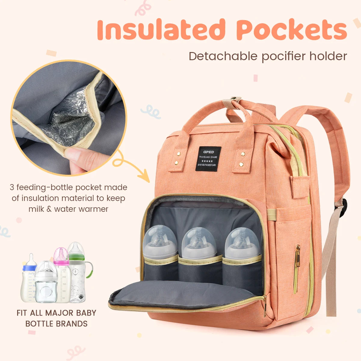 Multifunctional Baby Diaper Bag with Changing Station & Foldable Crib