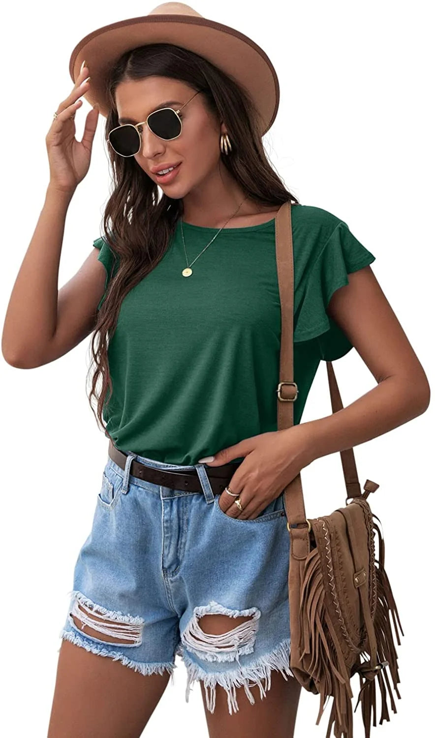 Women's Summer Ruffle Short Sleeve Shirt