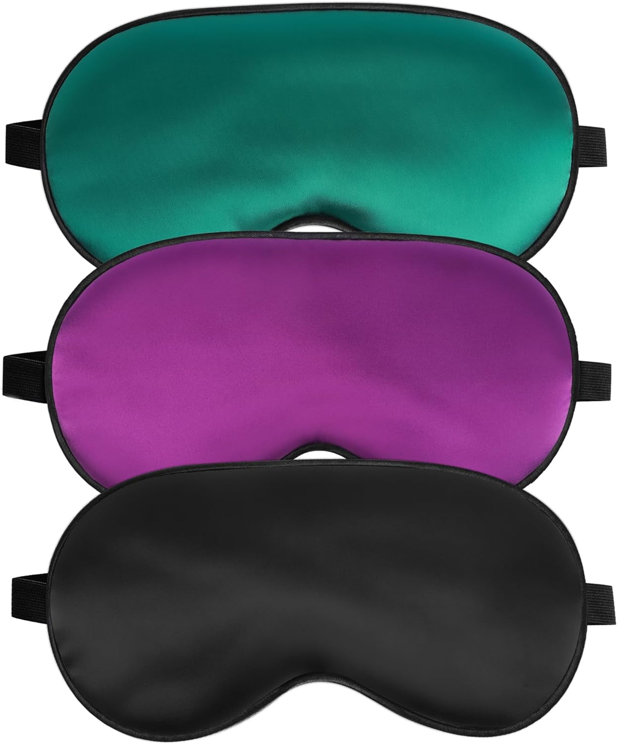 Silk Sleep Mask for Sleeping with Adjustable Strap, Satin Blackout for Men&Women, Comfortable Blindfold Eyeshade for Night Sleep (Black,Blue,Green)
