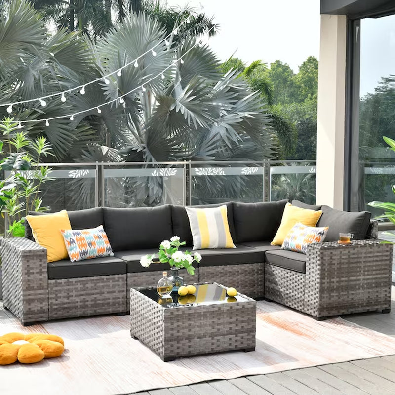 6 Pieces Patio Sectional Sofas