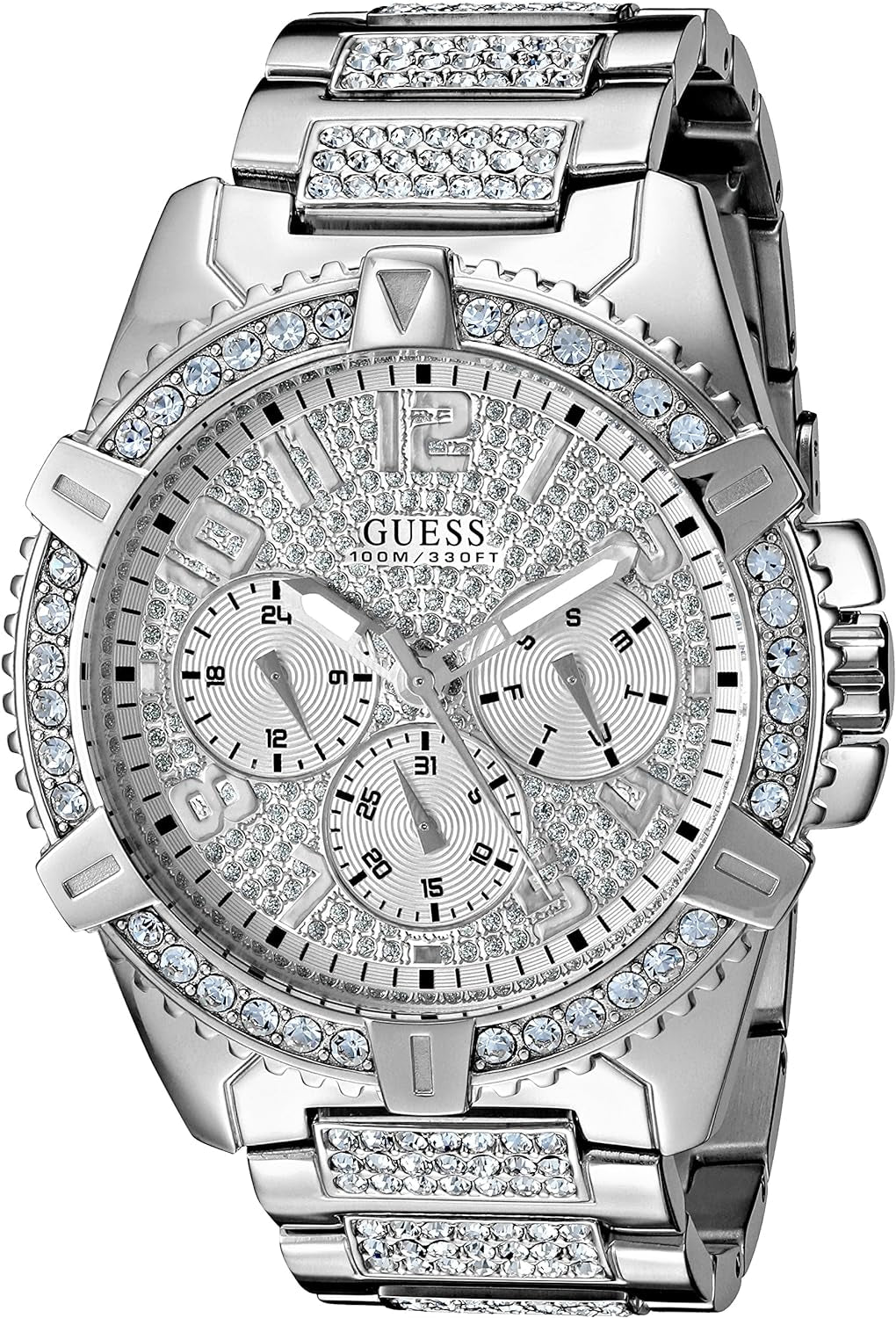 Men's Stainless Steel Crystal Embellished Watch