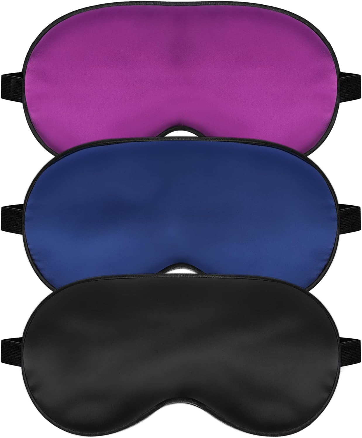 Silk Sleep Mask for Sleeping with Adjustable Strap, Satin Blackout for Men&Women, Comfortable Blindfold Eyeshade for Night Sleep (Black,Blue,Green)