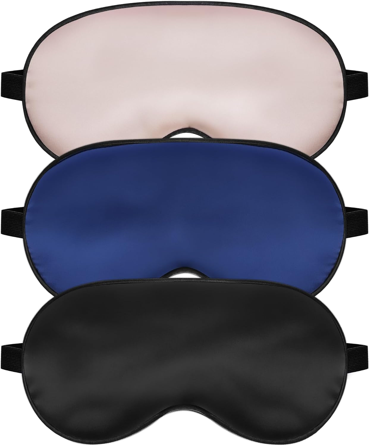 Silk Sleep Mask for Sleeping with Adjustable Strap, Satin Blackout for Men&Women, Comfortable Blindfold Eyeshade for Night Sleep (Black,Blue,Green)