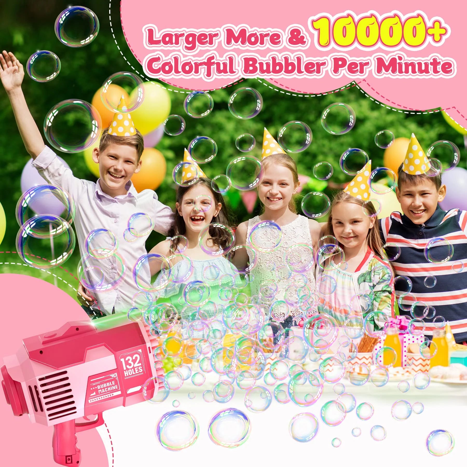 Bubble Machine with Colorful Lights - Pink