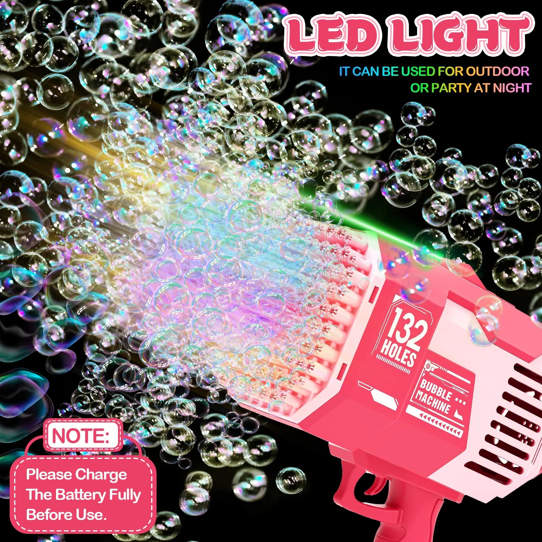 Bubble Machine with Colorful Lights - Pink