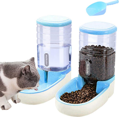 Automatic Pet Food Feeder and Water Dispenser Set